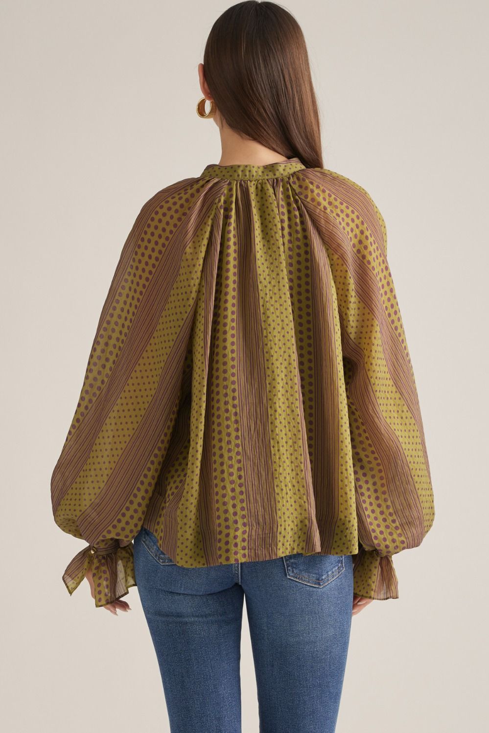 Olive & Mauve Mixed Print Blouse
