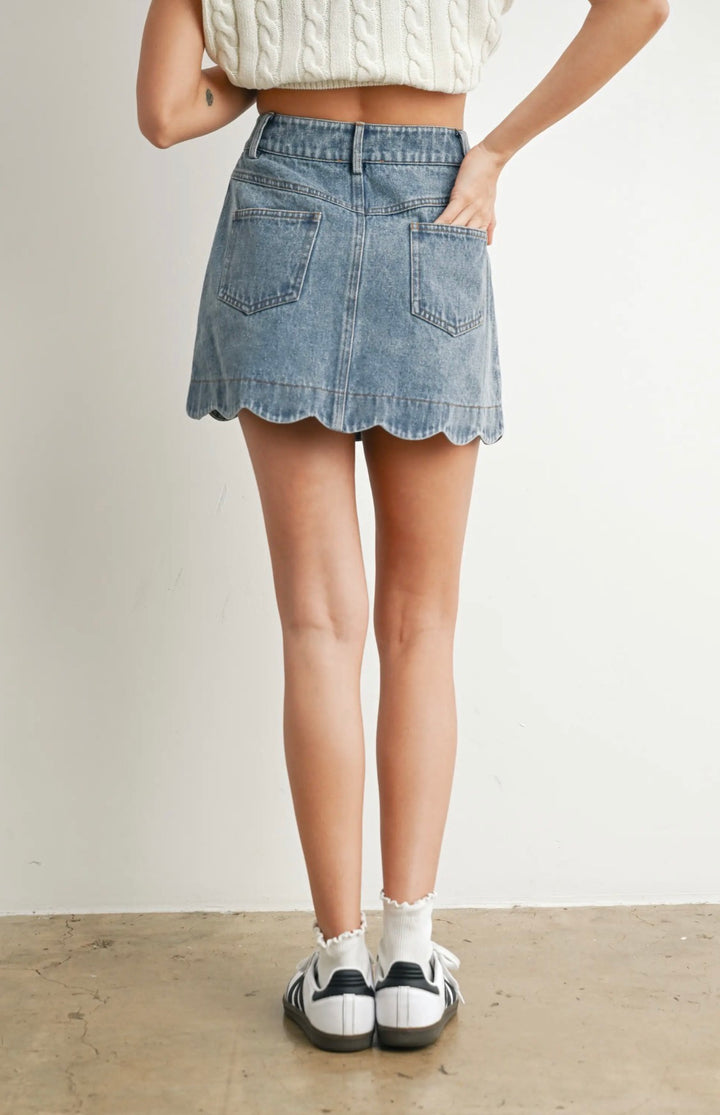 The Camden Scallop Denim Skirt