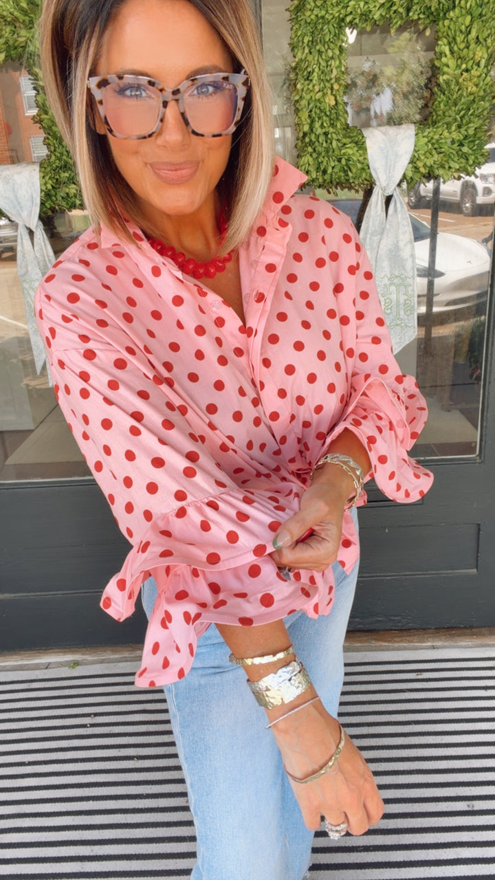 The Pretty in Pink Polka Top