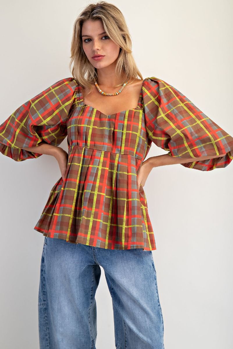 The Plaid Organza Top