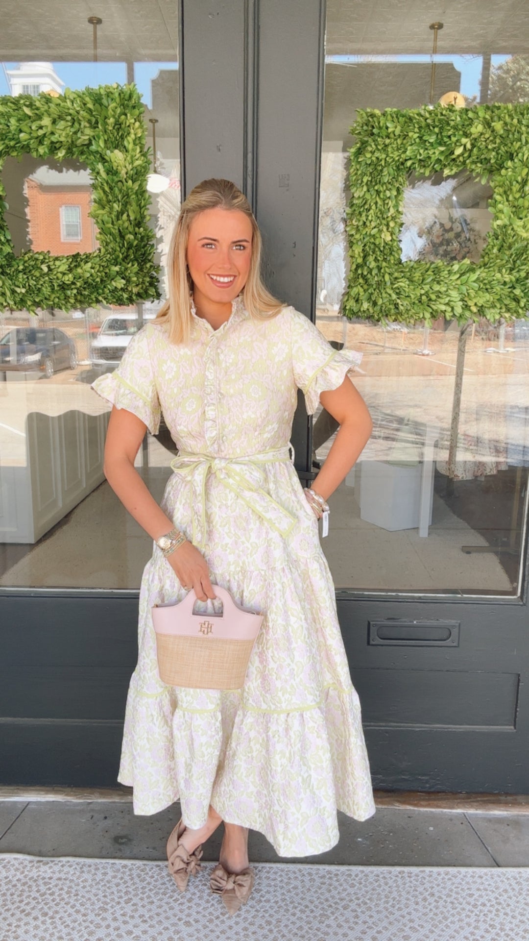 Blushing Meadow Jacquard Maxi Dress