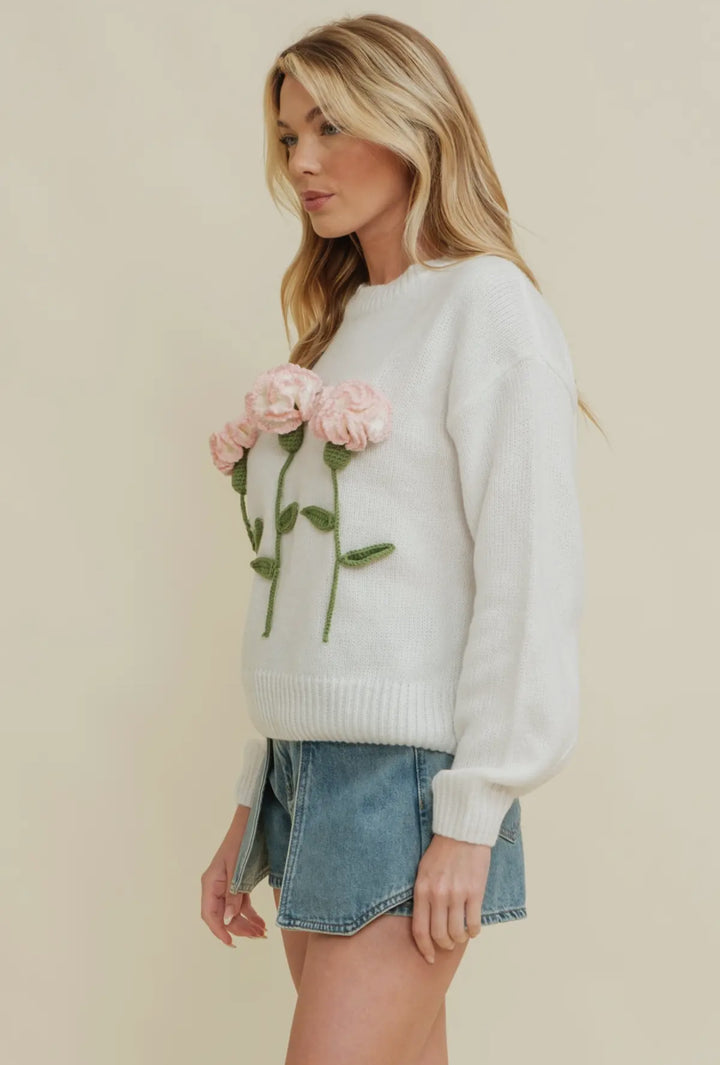 3D Flower Knit Sweater