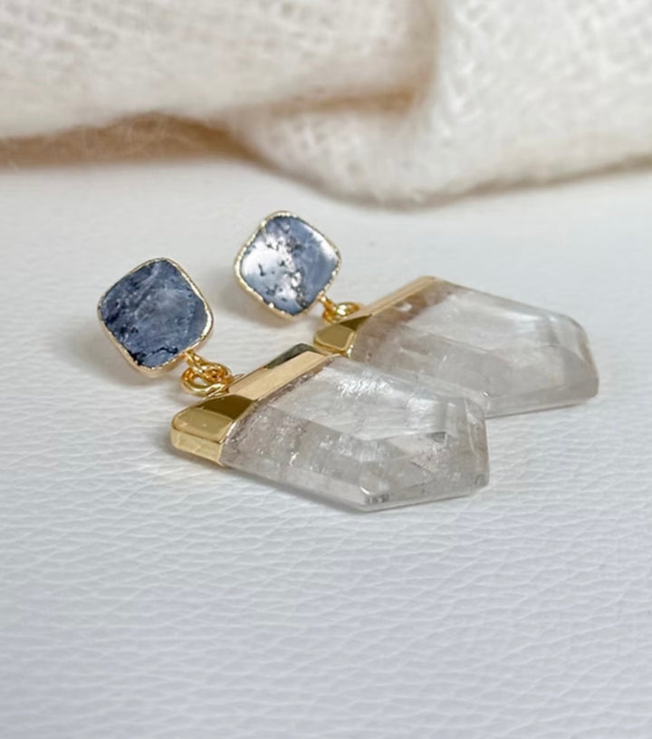 Easton Elle Black and Clear Crystal Earrings