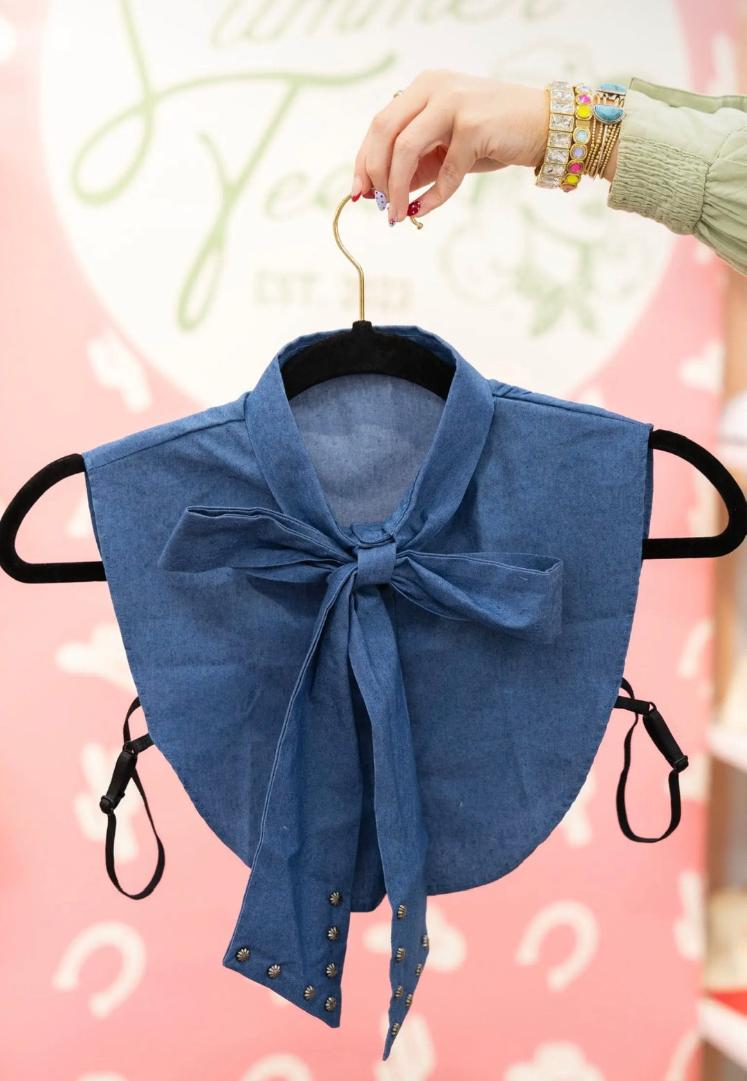 Denim Bow Collar