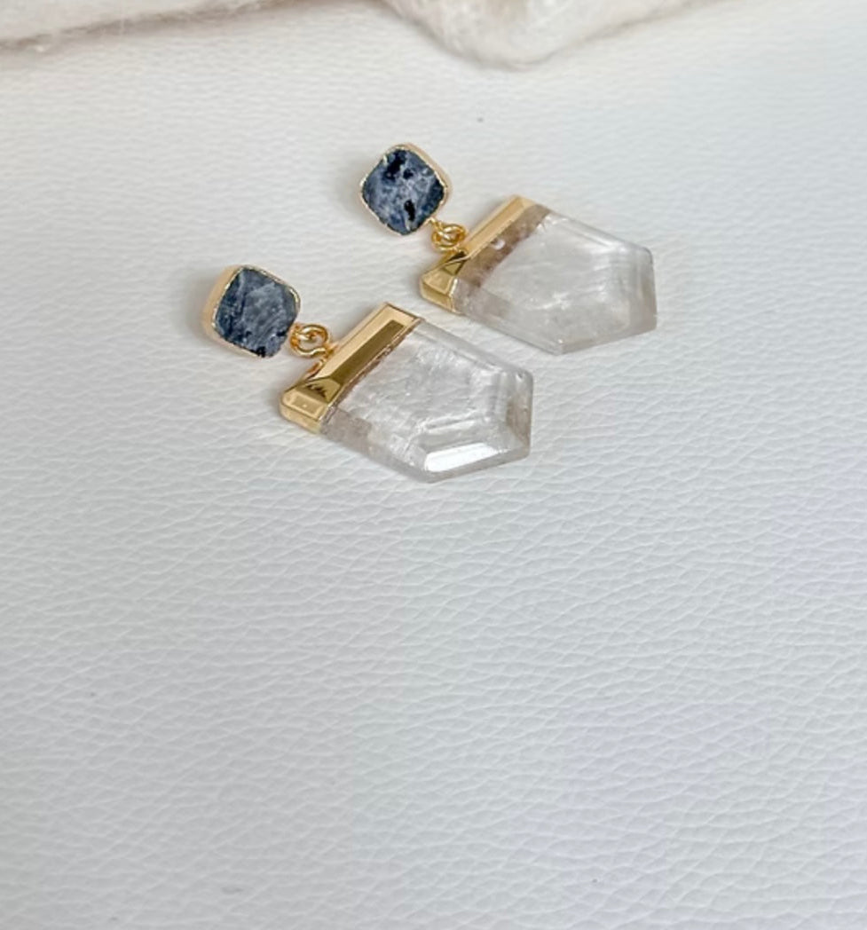 Easton Elle Black and Clear Crystal Earrings