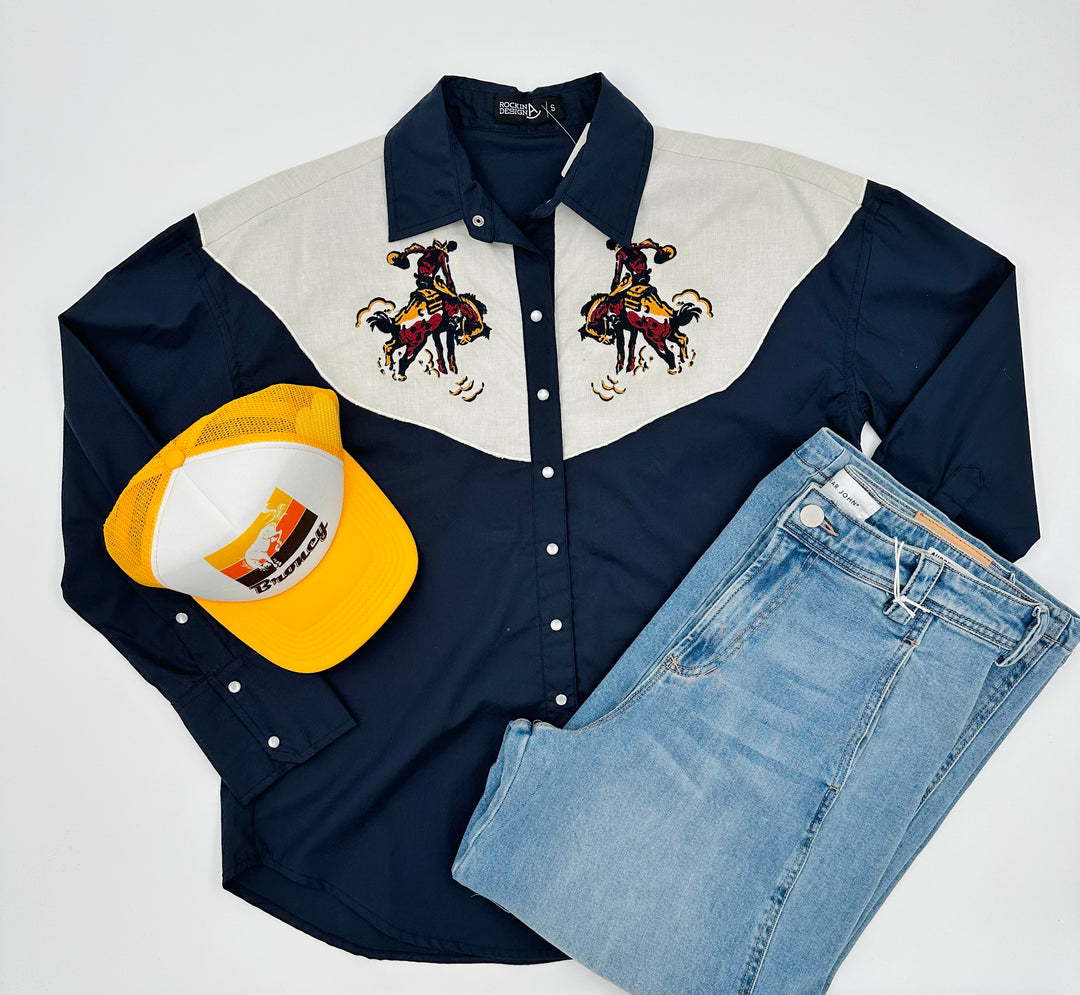 Pearl Snap Embroidered Top