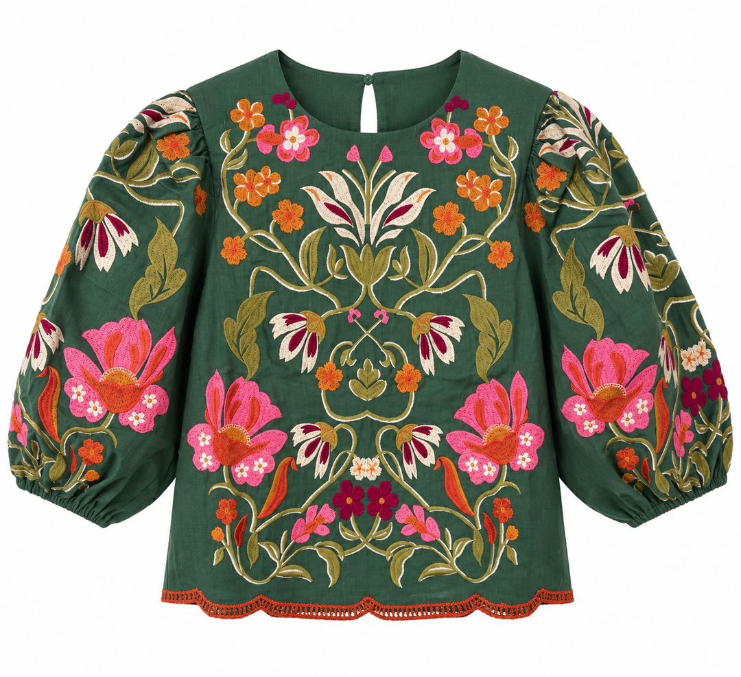 THML Painted Blooms Embroidered Top