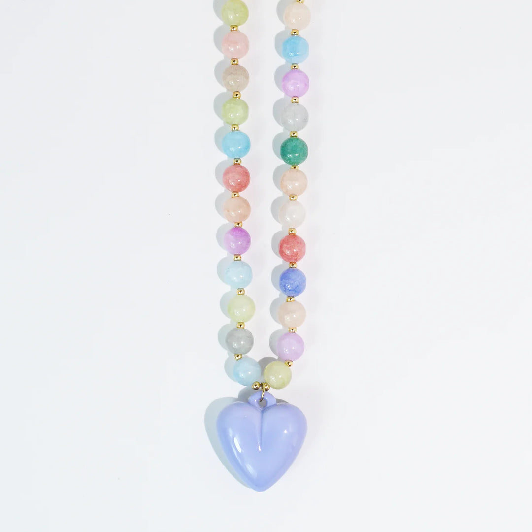 Happy Colorful Heart Necklace Purple
