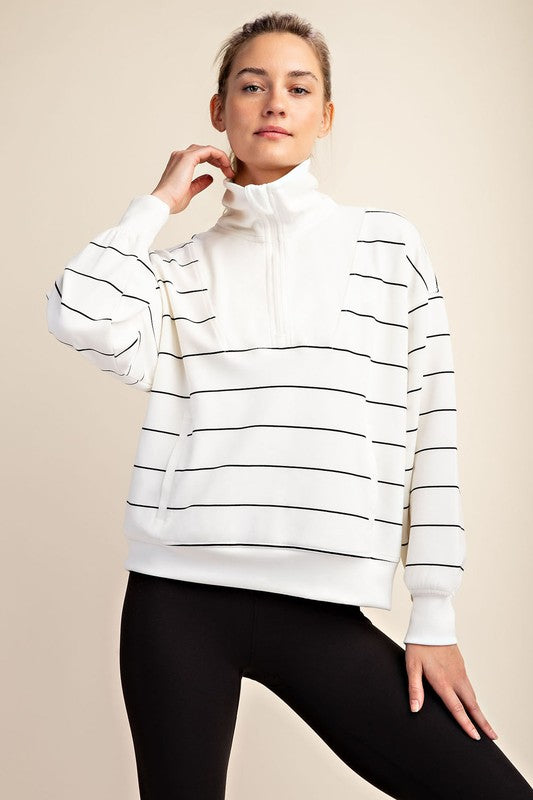 Modal Stripe Quarter Zip