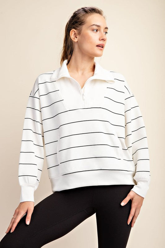 Modal Stripe Quarter Zip