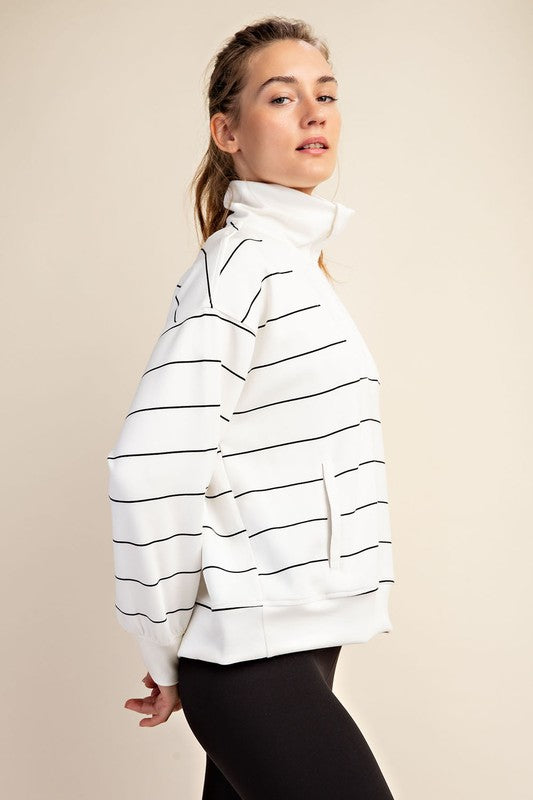 Modal Stripe Quarter Zip