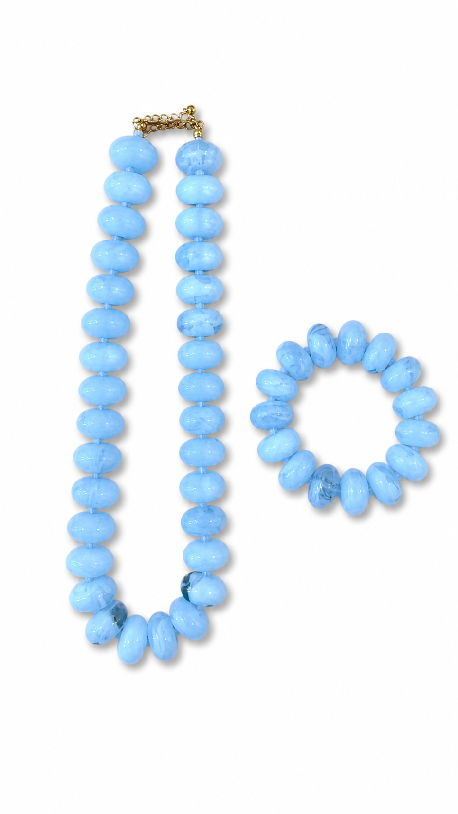 Sugar Bead Baby Blue Necklace Set