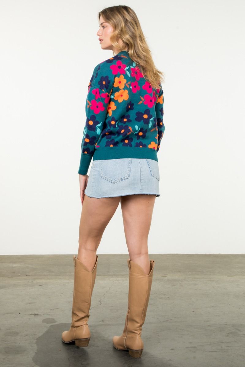 Flower Rib Knit Sweater