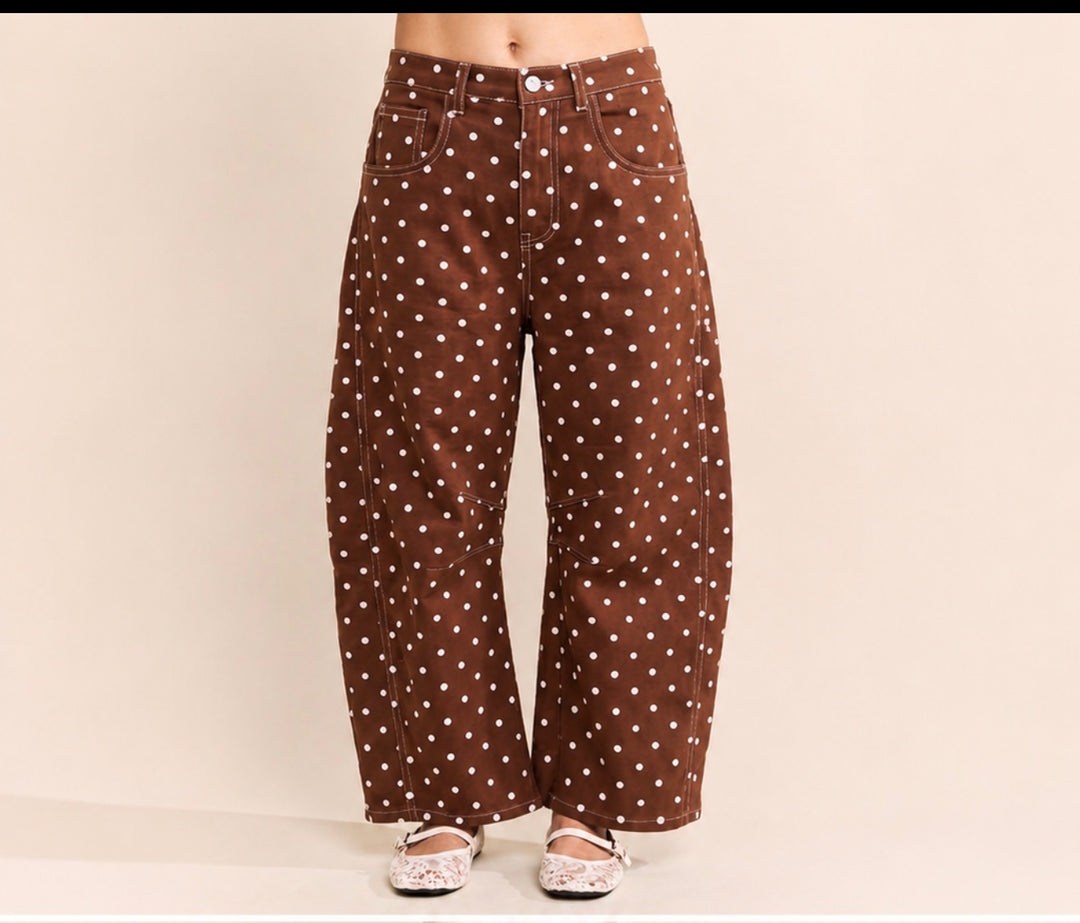 The Mocha Dot Barrel Pants
