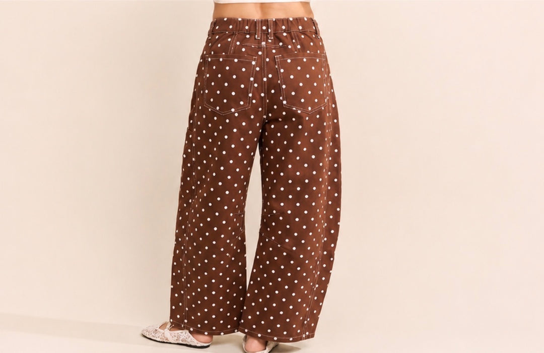 The Mocha Dot Barrel Pants