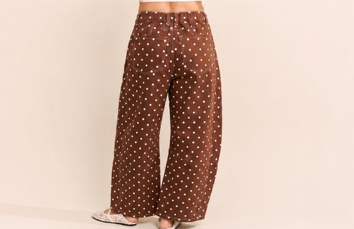 The Mocha Dot Barrel Pants
