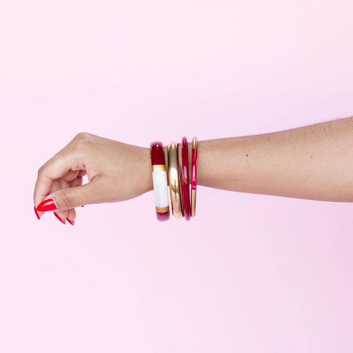 Waterproof The Socialite Bangle Set Red