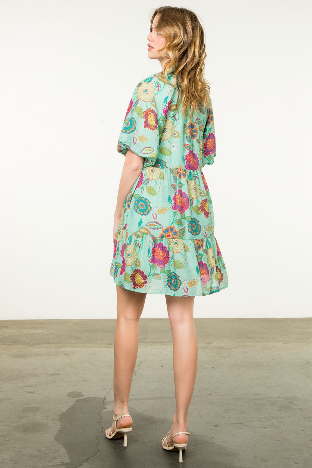 THML Puff Sleeve Floral Dress