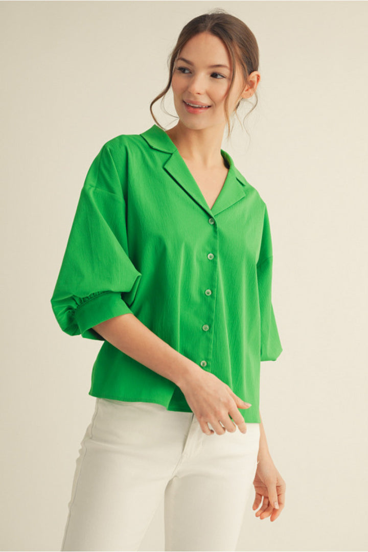 Apple Green Collar Top
