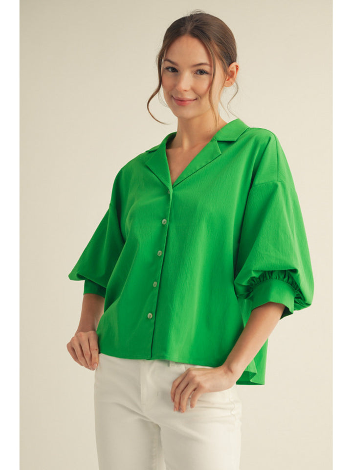 Apple Green Collar Top