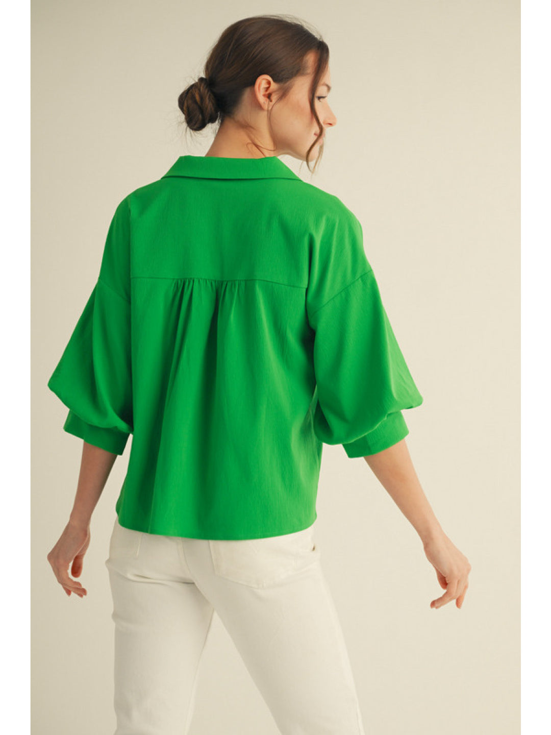 Apple Green Collar Top