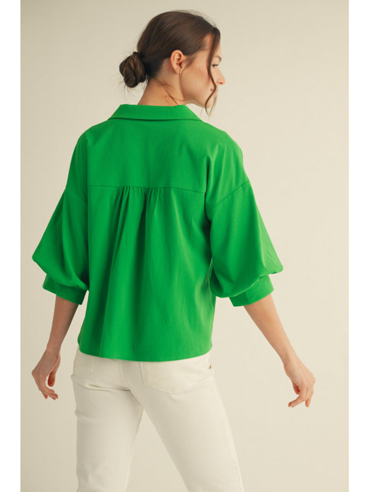 Apple Green Collar Top