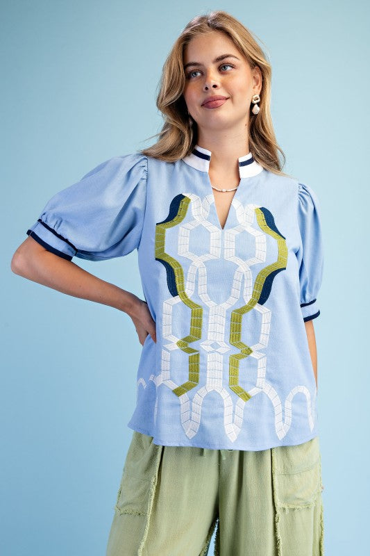 Blue Haven Embroidered Top