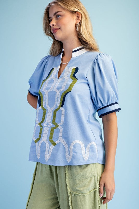 Blue Haven Embroidered Top