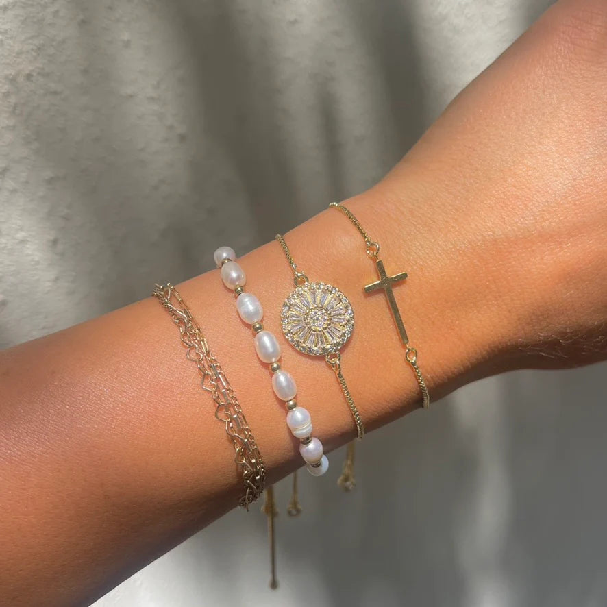 Antique Gold Crystal Slider Bracelet
