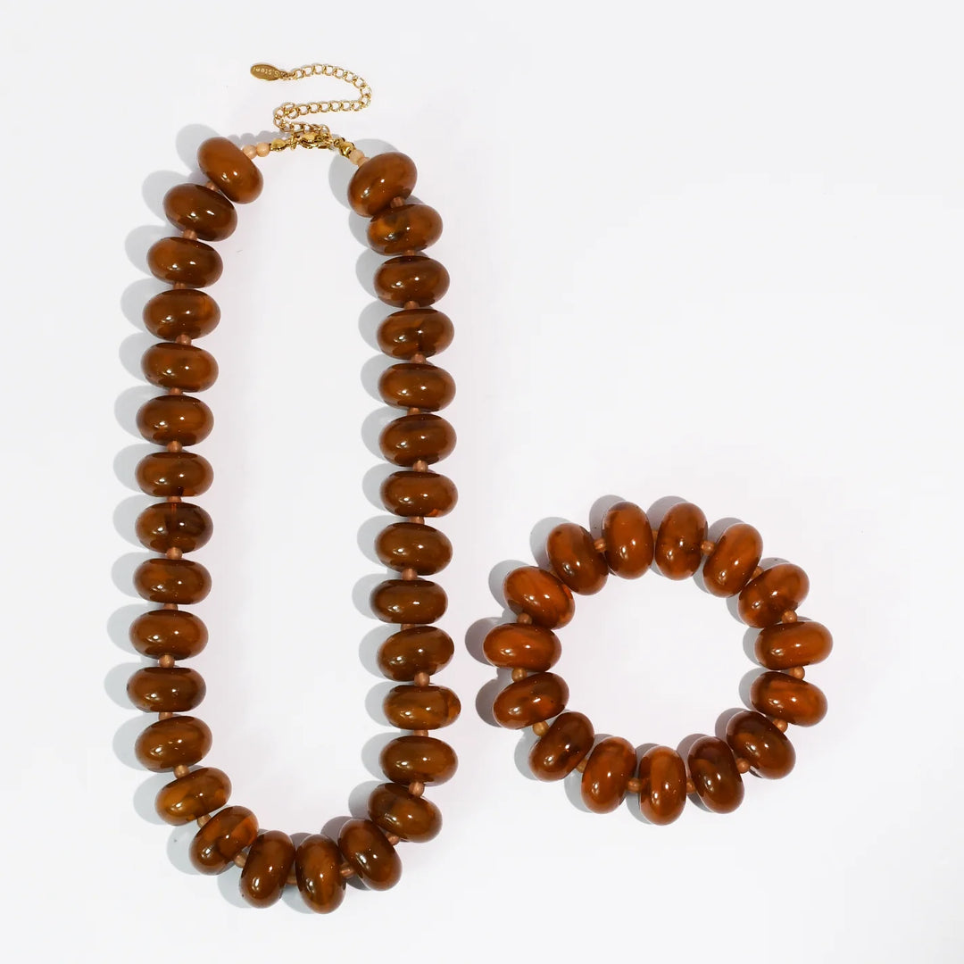 Sugar Bead Brown Necklace Set