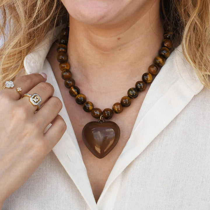 Janel Tiger Eye Brown Necklace
