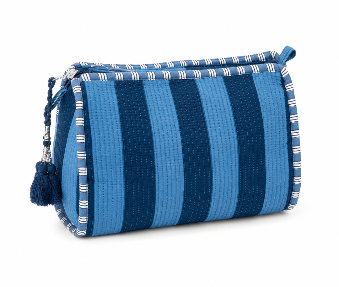 Navy Stripe Cosmetic Bag