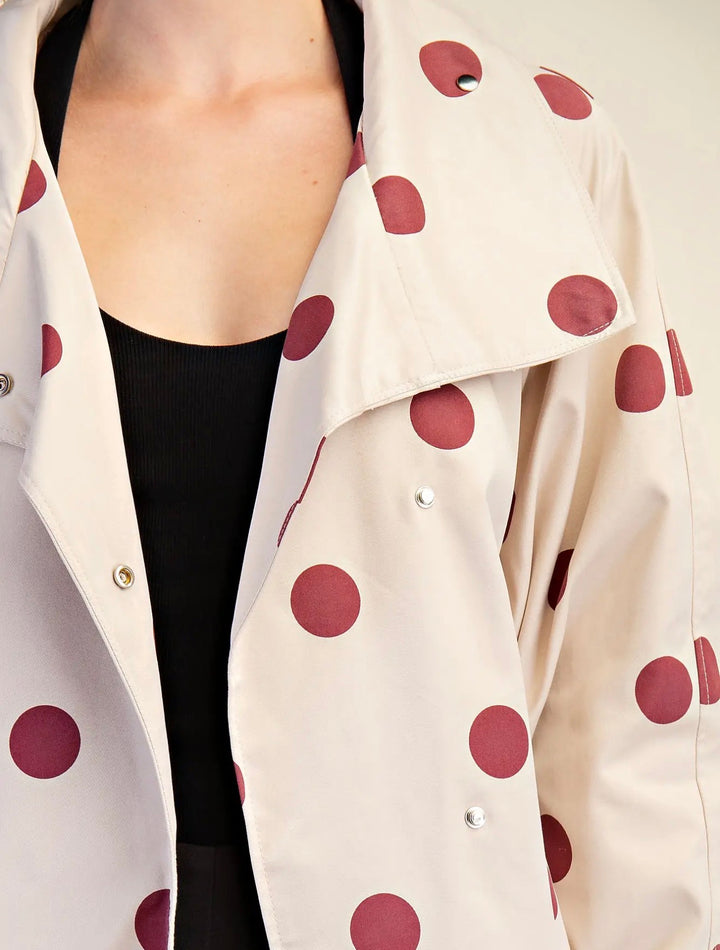 The Dot Statement Jacket snap and fabric detail