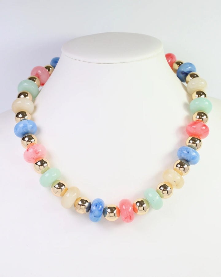 Staten Island Marble and Gold Beaded Necklace Multi