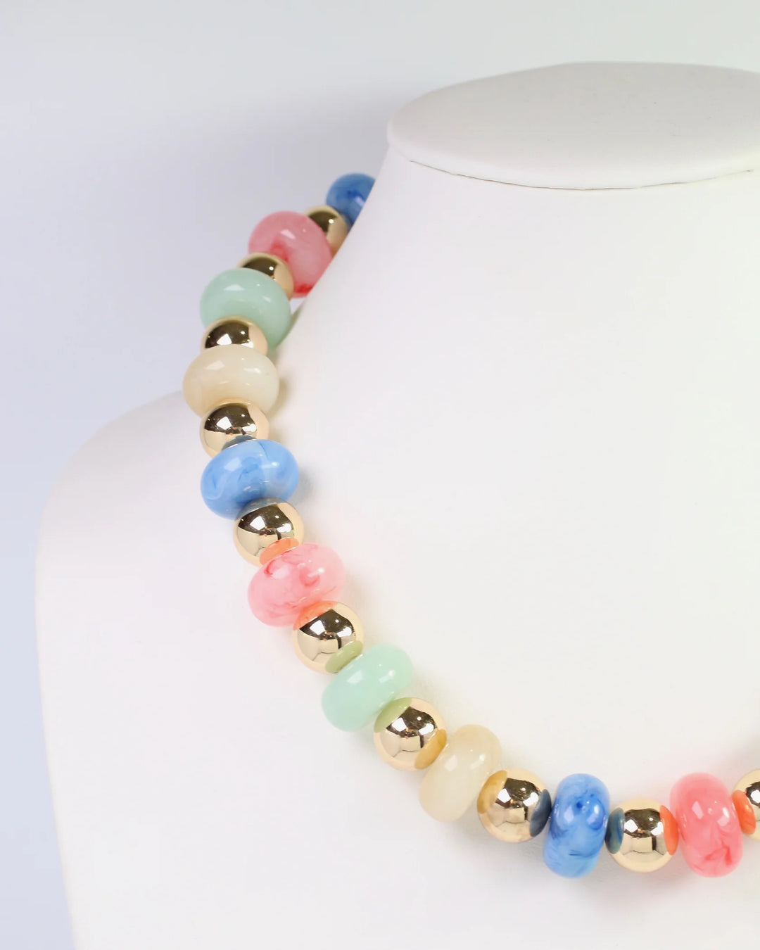 Staten Island Marble and Gold Beaded Necklace Multi