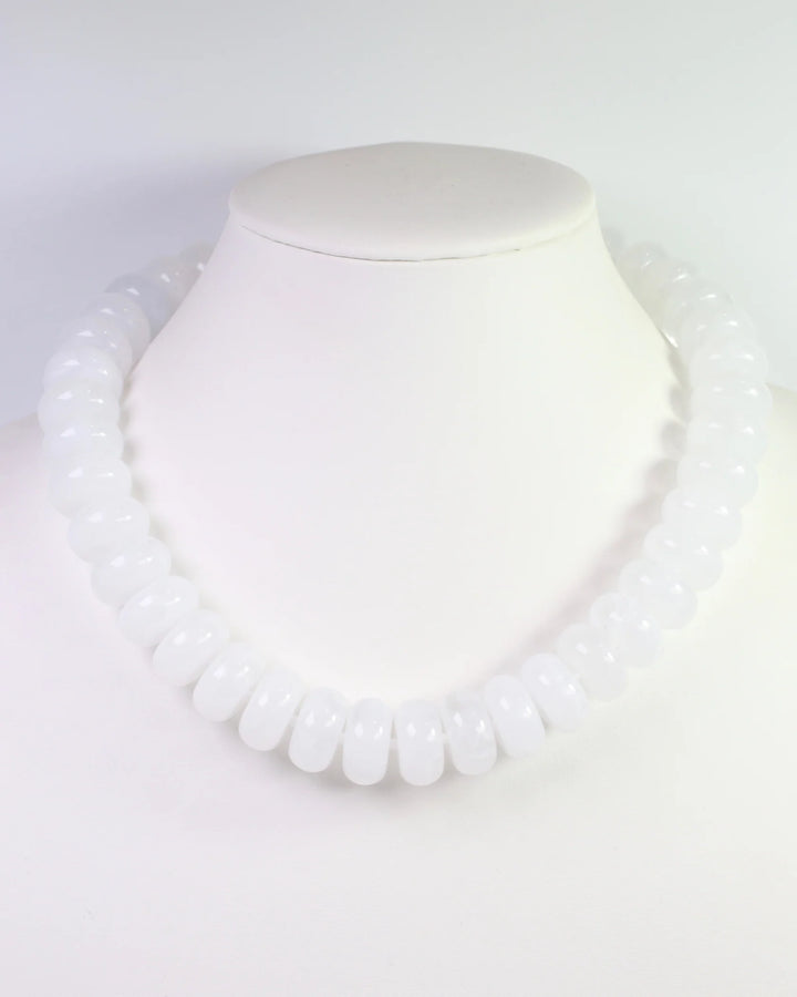 Pipestone Marble Beaded Necklace White