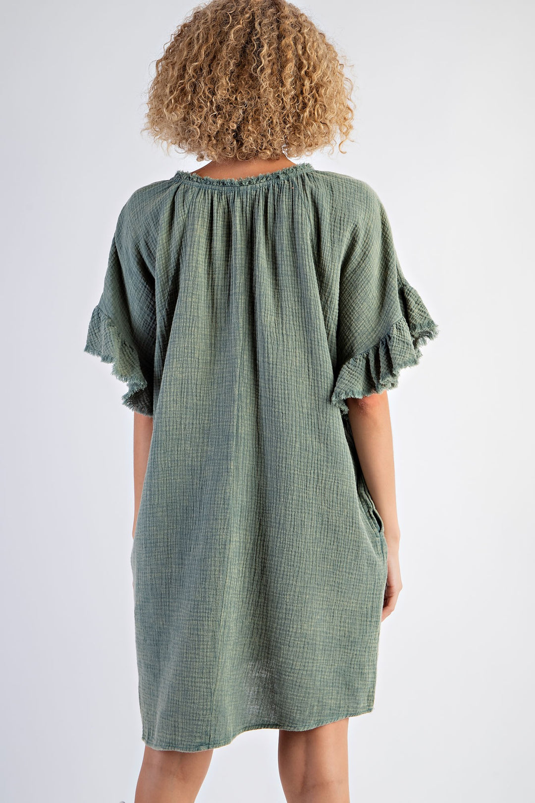 MINERAL WASHED COTTON GAUZE DRESS