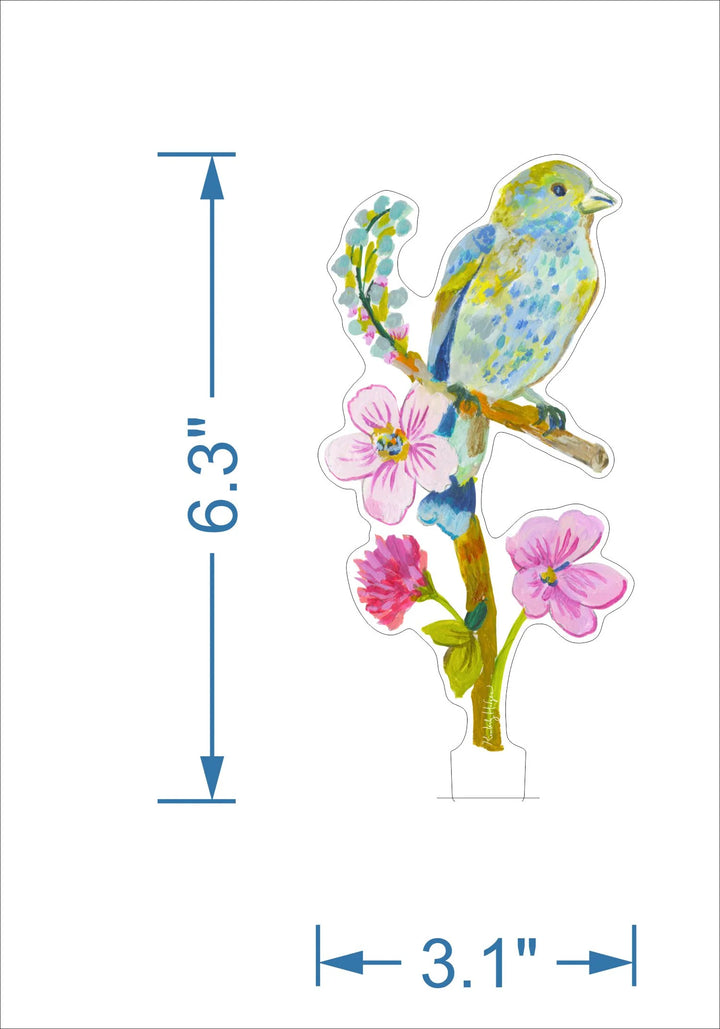 Indigo Bunting with Clover Acrylic Floral/Stand Sold Separately