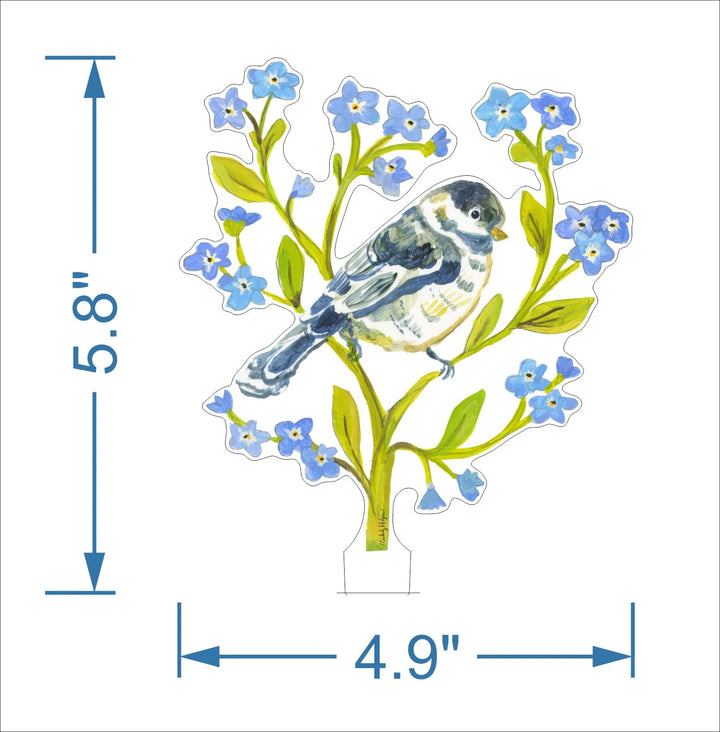 Chicakadee and Forget Me Nots Acrylic Floral/stand Sold Separately