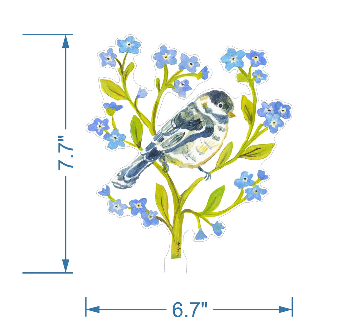 Chicakadee and Forget Me Nots Acrylic Floral/stand Sold Separately