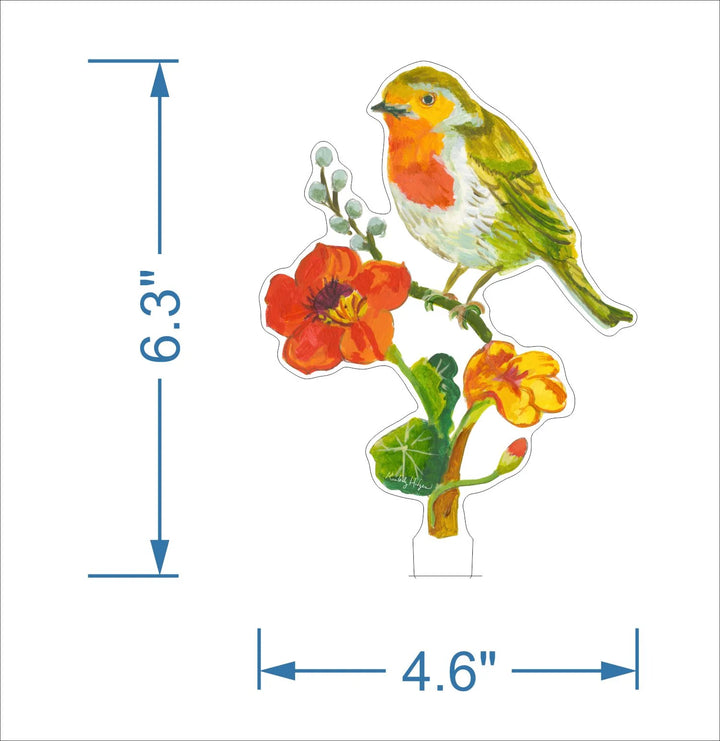 Robin and Nasturtiums Acrylic Floral/Stand sold Separately