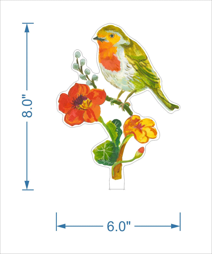 Robin and Nasturtiums Acrylic Floral/Stand sold Separately