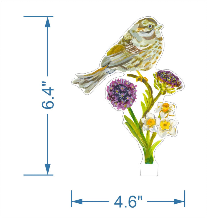 Chipping Sparrow with Daffodils Acrylic Floral/Stand Sold Seperate