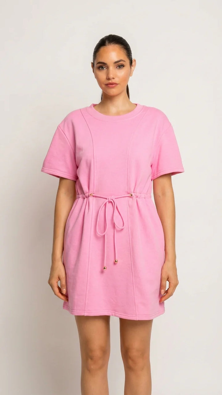 Pink French Terry Short Dress