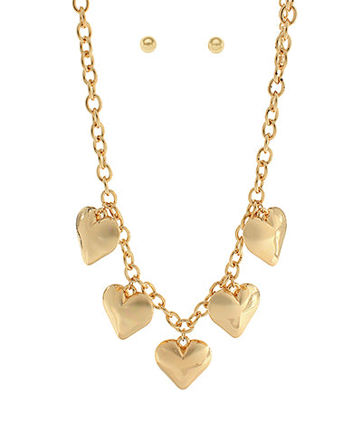 Bold Heart Pendant Necklace Set