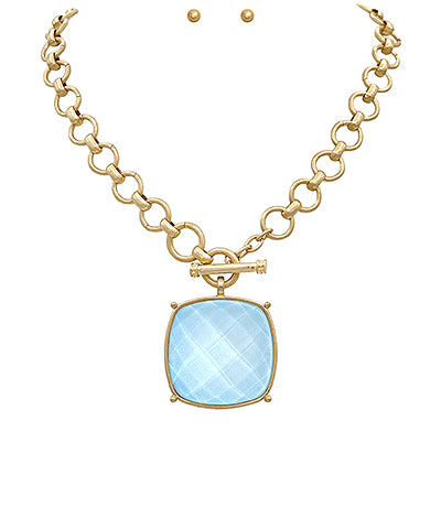 35mm Square Stone Necklace