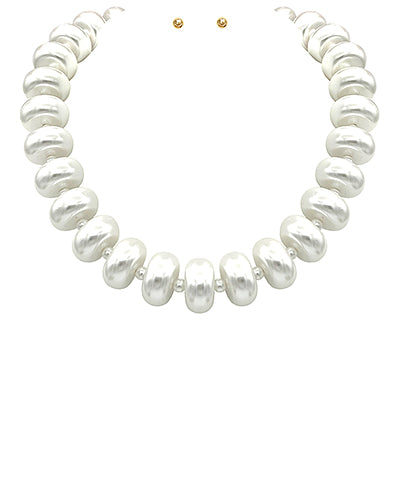Rondelle Bead Necklace Cream