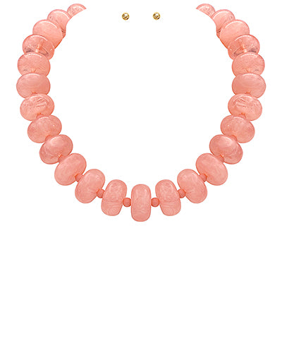 Rondelle Bead Necklace Pink
