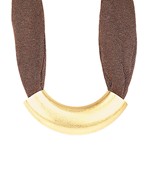 Curved Metal Tube & Mesh Necklace