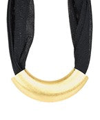 Curved Metal Tube & Mesh Necklace